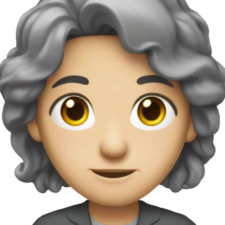 Teacher long dark hair grey eyes emoji