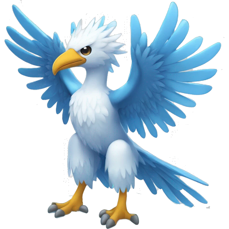 Fantasy legendary godly ice bird Cryo-snow-Phoenix Fakemon full body emoji