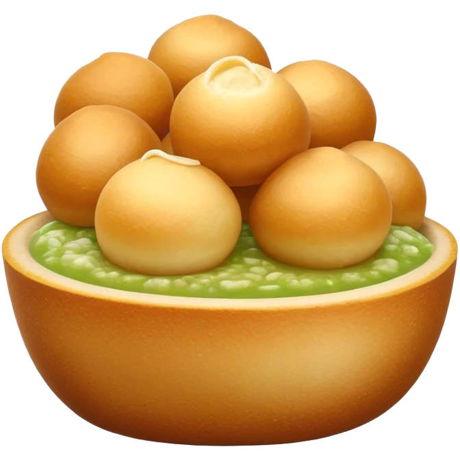 A simple 3D color illustration of a single pani puri, with realistic shading and texture, on a pure white background.

 emoji