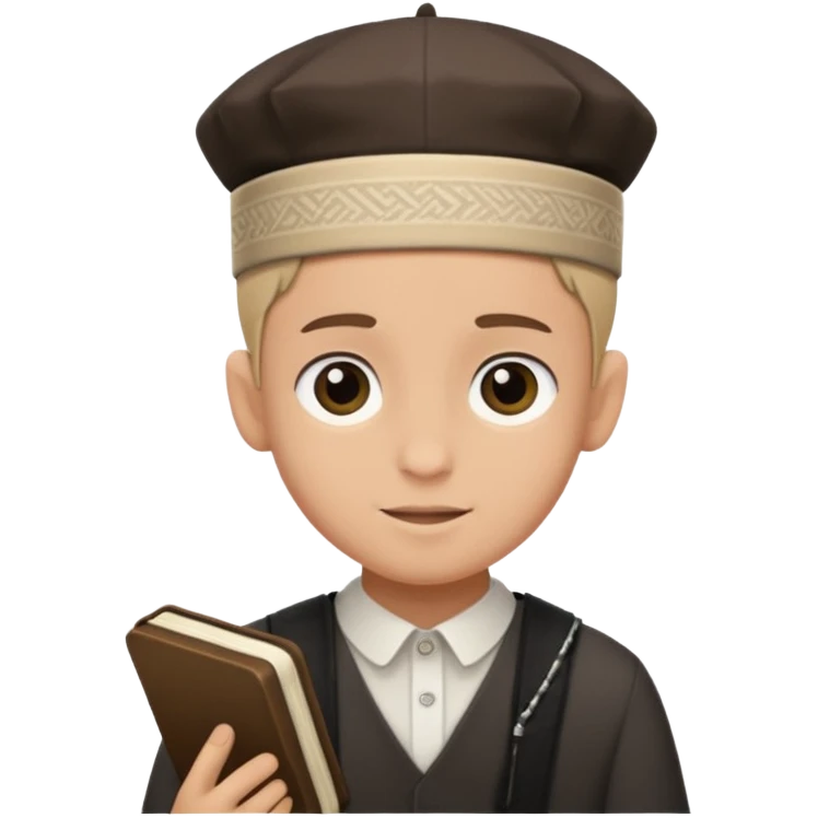 a boy with kippa putting on tefillin emoji