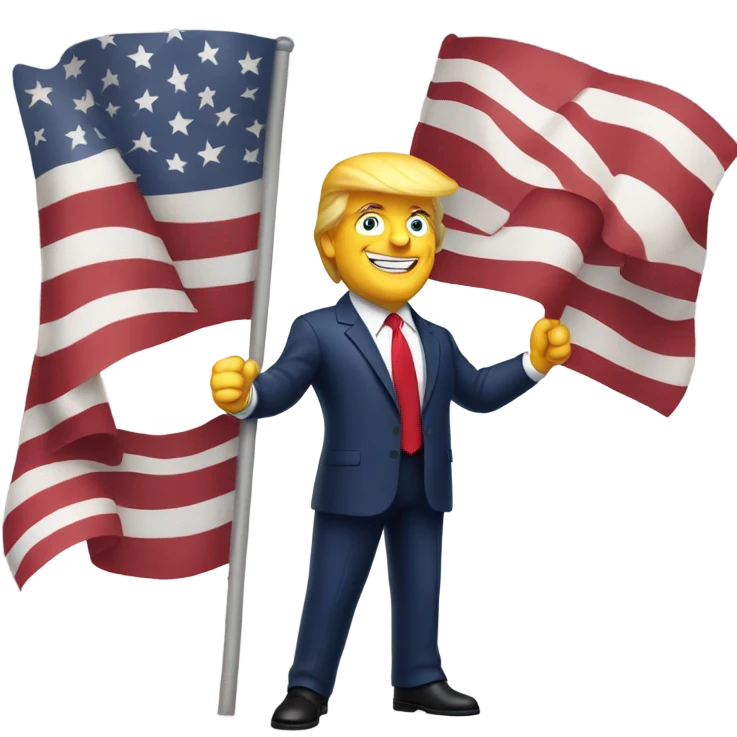 Donald trump holding American flag emoji