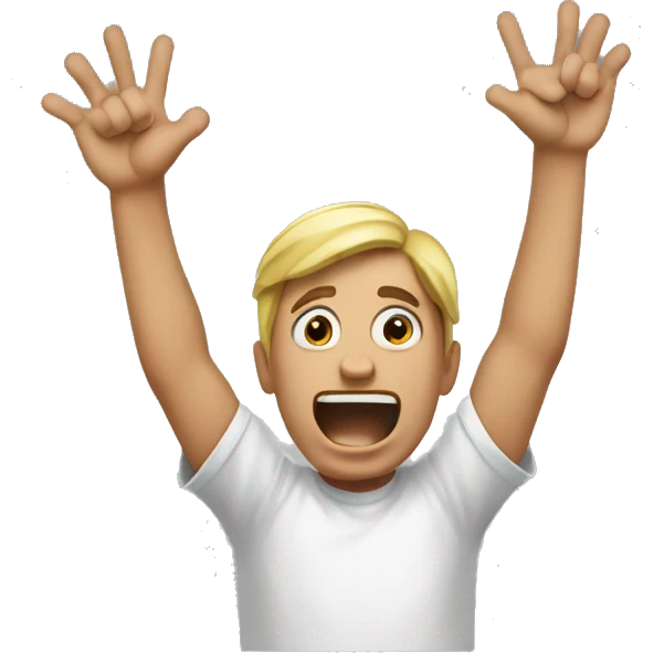 Hands up in the air while screaming  emoji