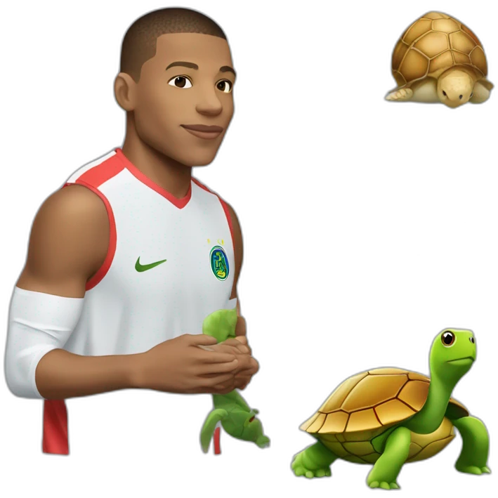 Kilian mbappe qui caresse une tortue emoji