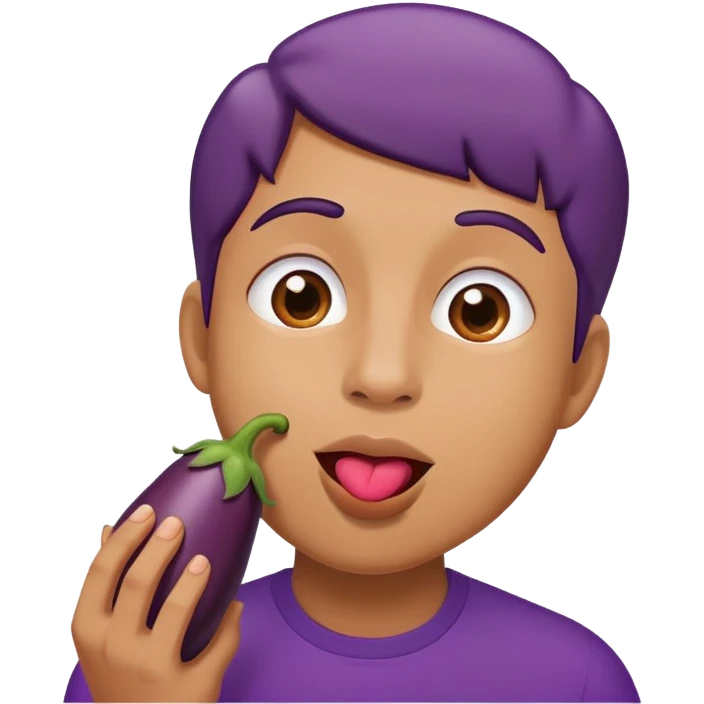 Tongue licking eggplant emoji