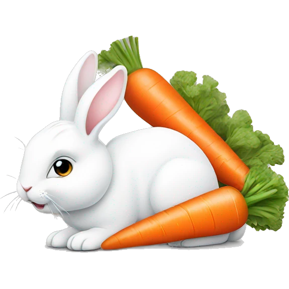 White bunny with carrot emoji