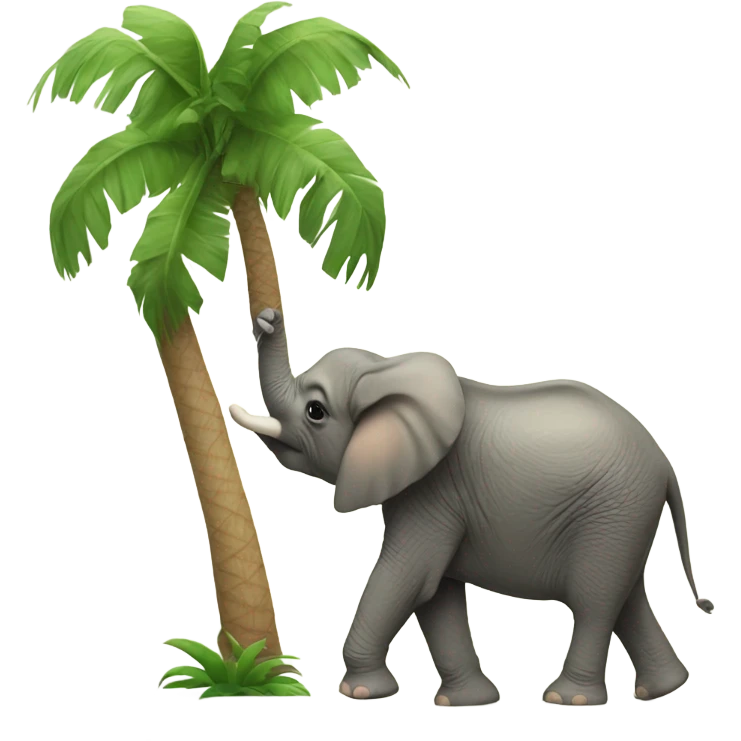 Elephant posing by a palm tree emoji