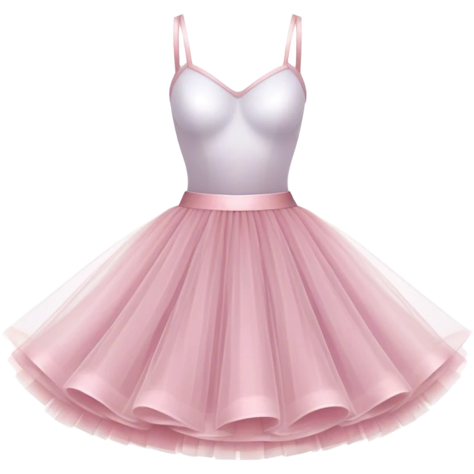 Cinematic Realistic Tutu, layers of fine, soft tulle forming a voluminous and airy skirt, delicate folds catching the light, slightly frayed edges adding authenticity, glowing softly with a warm and ethereal elegance. emoji
