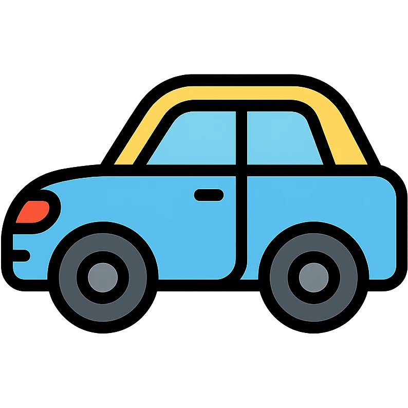 car, color outline icon style, clean lines, simple details emoji