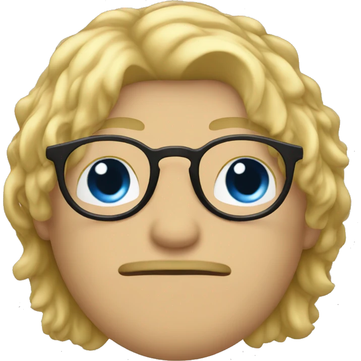 men with black round glasses and blond hairs and blue eys emoji