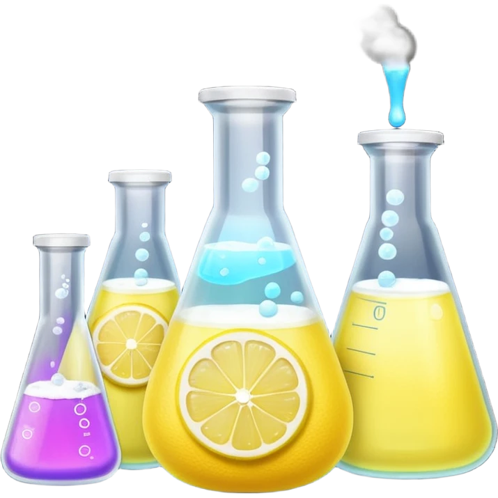 hi-lighters lemon baking soda uv light glowing formula in beaker/ test tube and baking soda in lab emoji