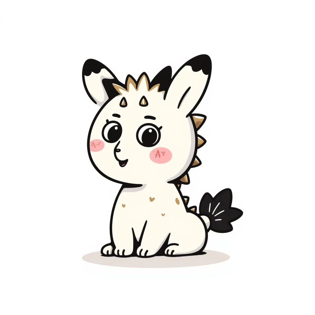 Kawaii bunny plant dragon with tiny spikes, extremely cute, giant sparkly eyes, blushing cheeks, pastel colors, small mouth, adorable expression, very scribbly messy hand drawn style, loose sketchy lines emoji
