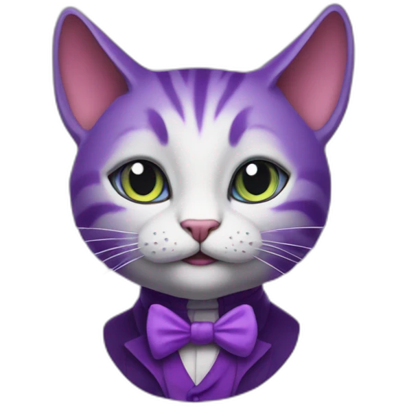 Purple Cat from alice in wonderland but make him a sales man emoji