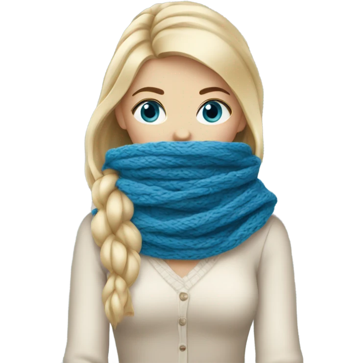 beautiful finnish blonde woman with blue eyes knitting floral scarf emoji