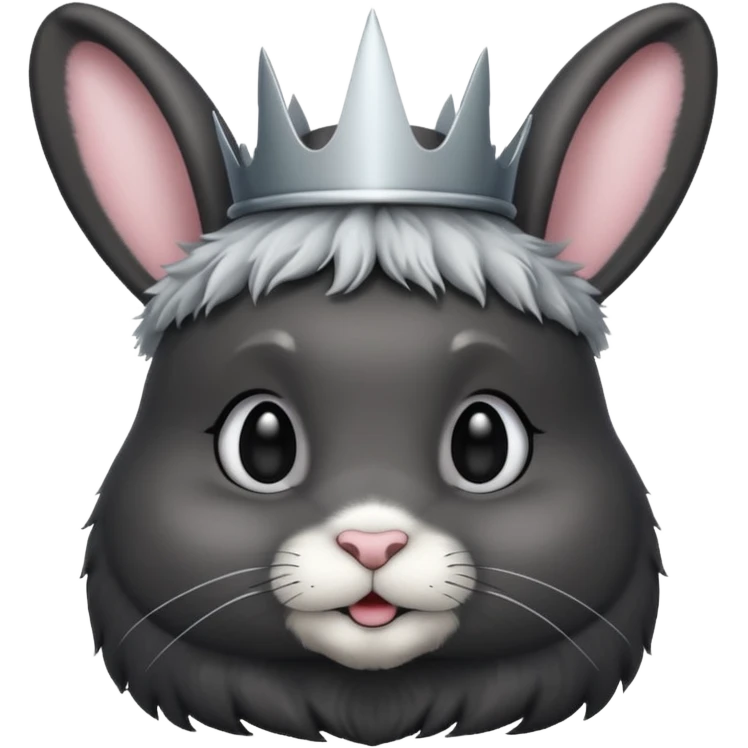 black bunny with silver crown emoji