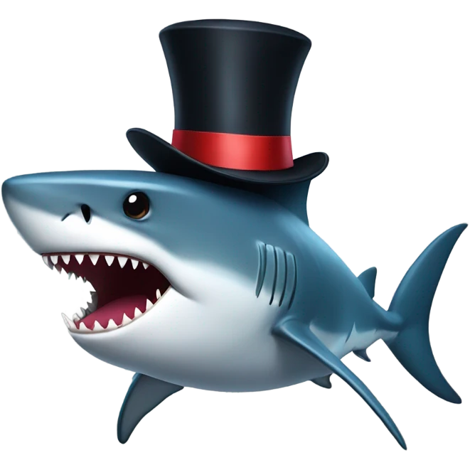 Shark with a top hat emoji