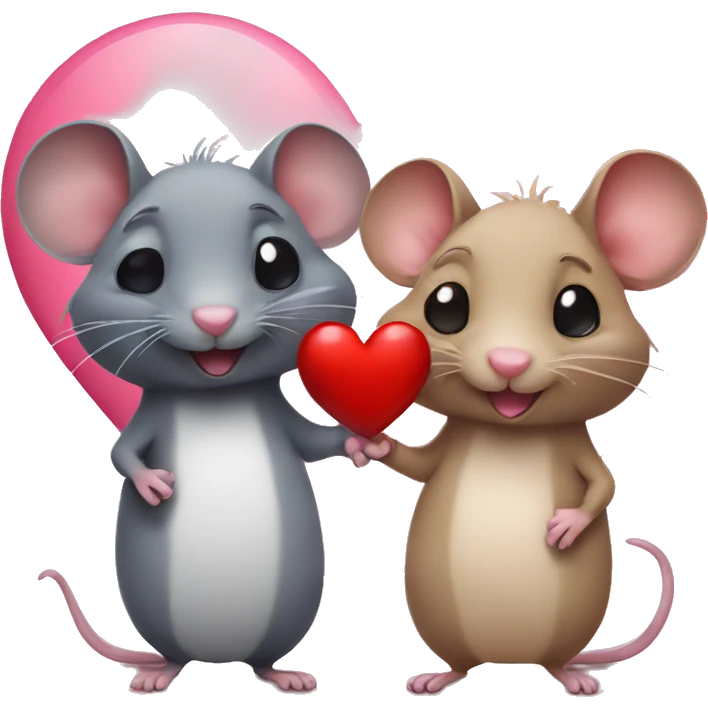 two different color rats with a heart emoji