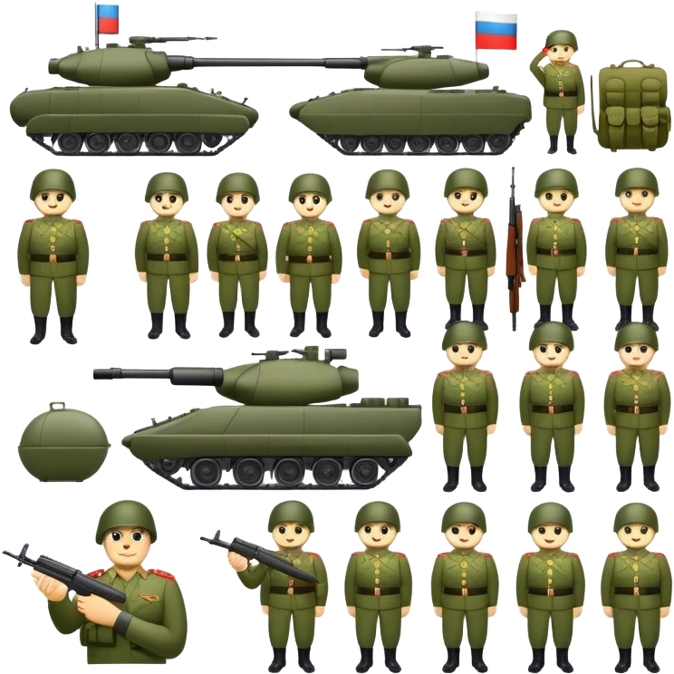 big modern Russian army, photorealistic emoji