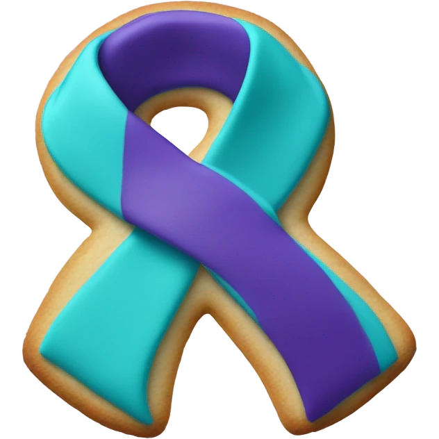 Purple teal Suicide awareness ribbon, heart cookie emoji