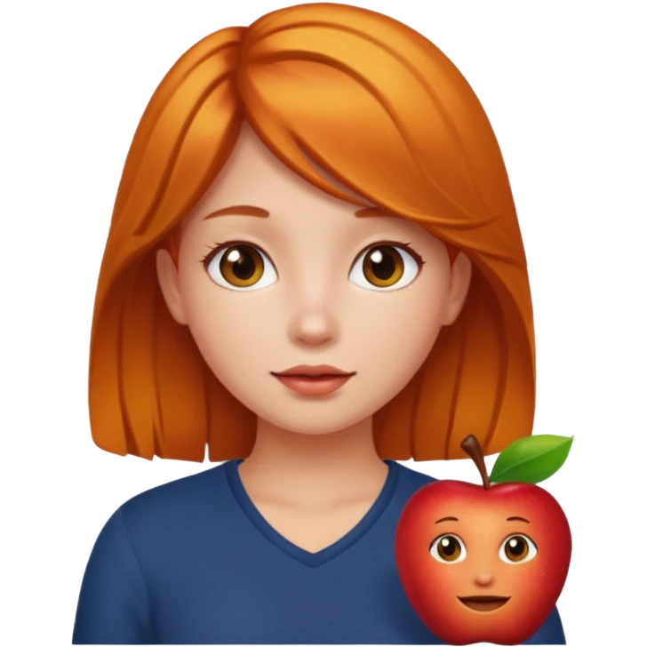 can you make an apple emoji of a girl who has amber hair emoji