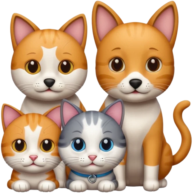 one dog and two cats emoji