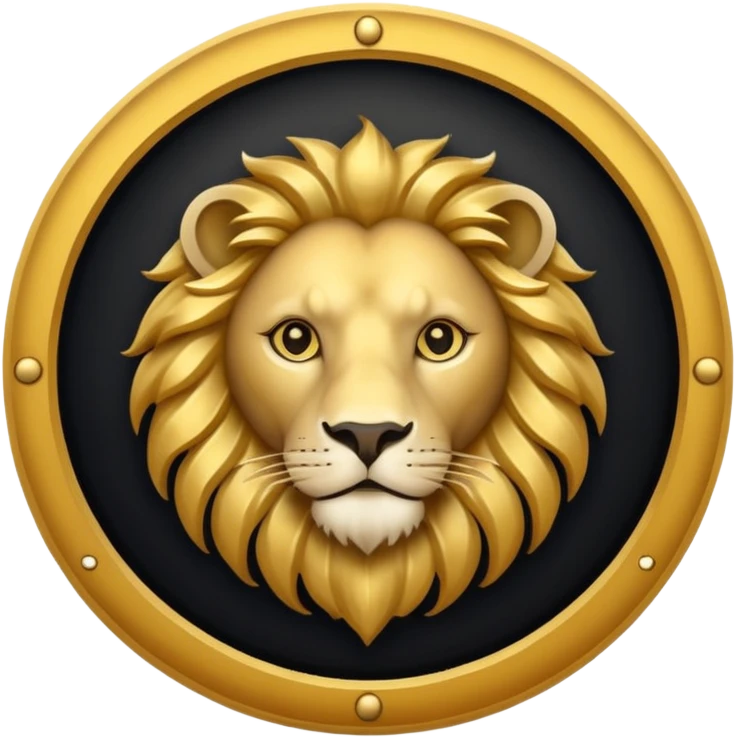 Make a round icon for a paid subscription, black and gold, with the number 4 and a lion. emoji