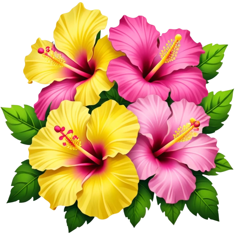 yellow / pink hibiscus bouquet  emoji