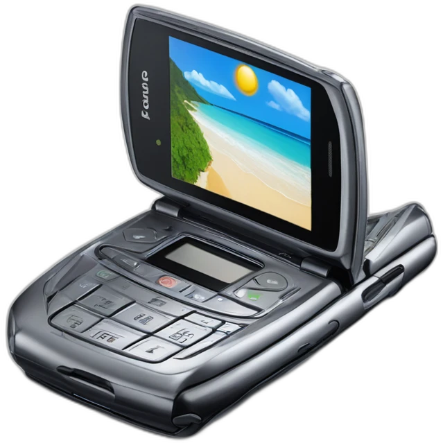 open Motorola Razr V3 mobile device with the iconic clamshell design emoji