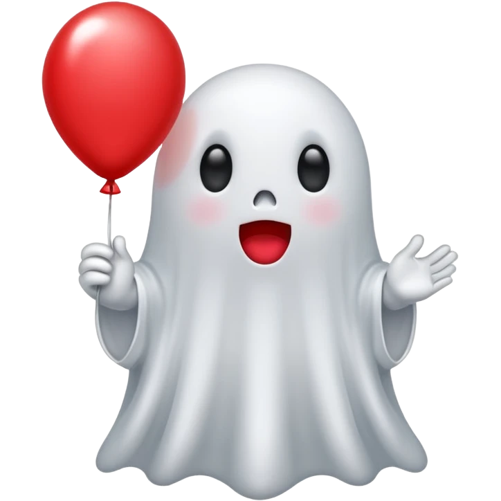 Niedliches gespenst mit luftballon in der hand emoji