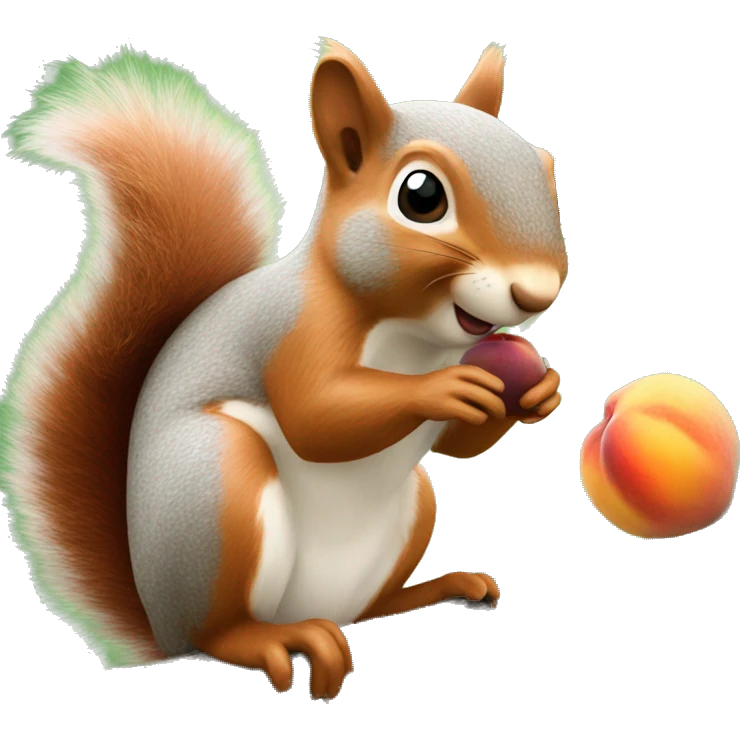 A squirrel with a peach emoji