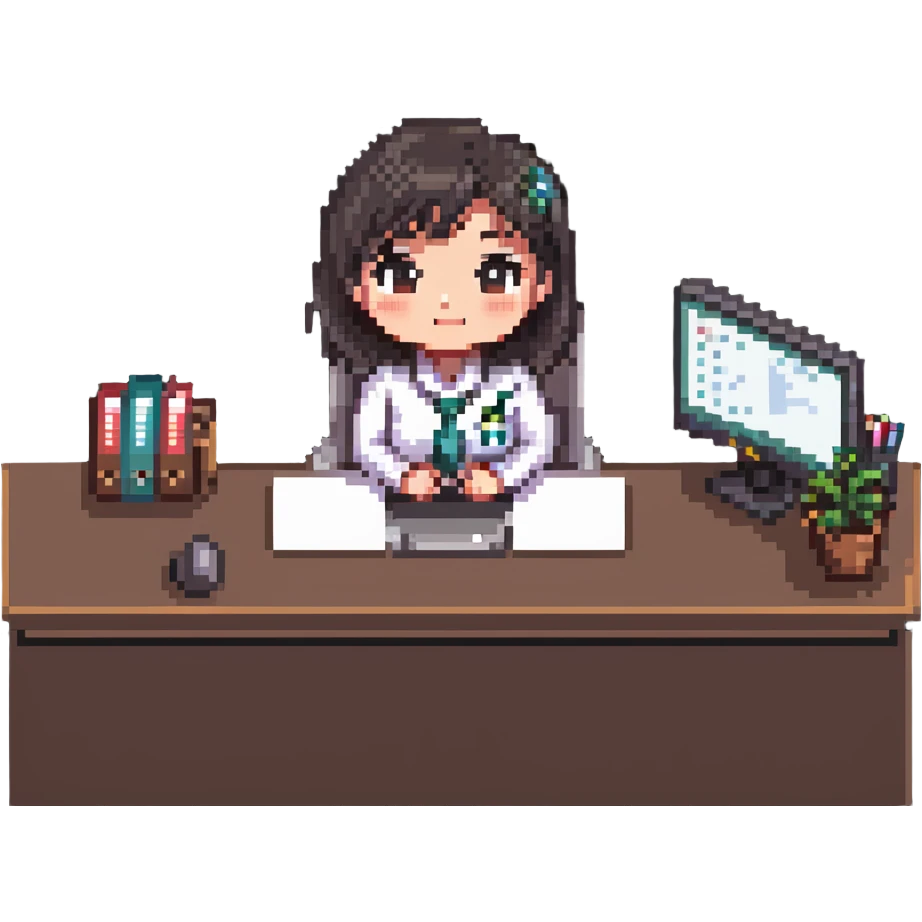 chibi office receptionist at desk emoji