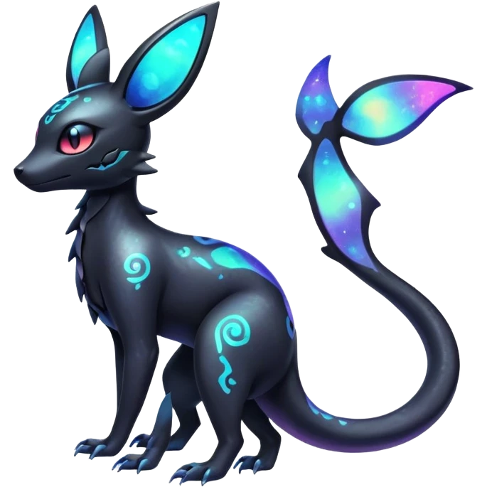 Neon Nebulae Salandit-Umbreon-Fakémon-hybrid-creature (full body)  emoji