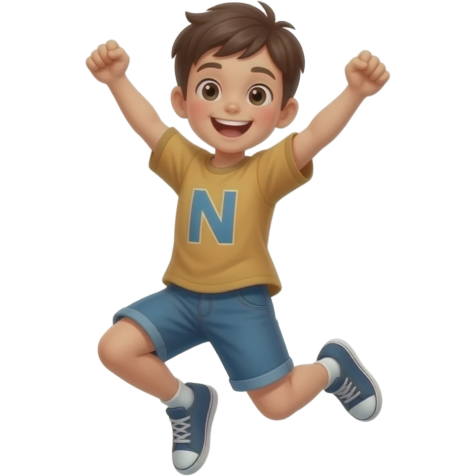 Boy jumping of excitement emoji