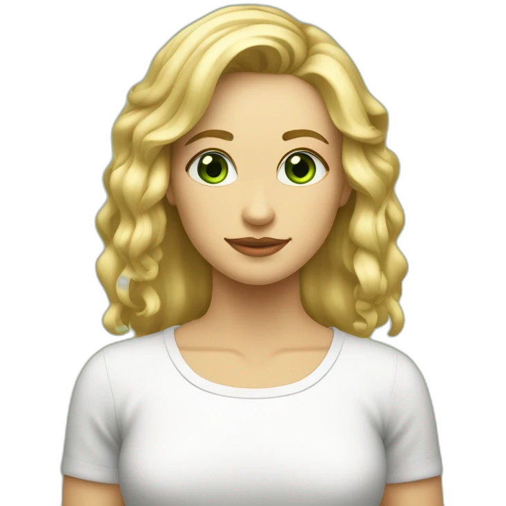 Rubia pelo corto por arriba de los hombros y liso con los ojos verdes verdes y guapa emoji