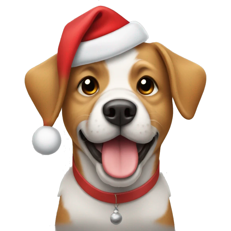 Dog with Christmas hat on emoji