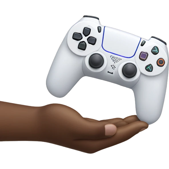 White hands holding a playstation 5 controller emoji
