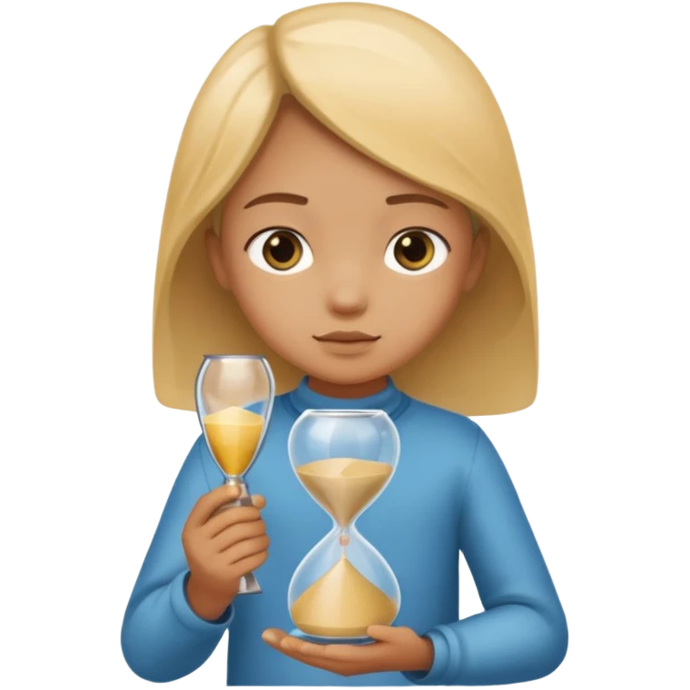 child holding hourglass emoji