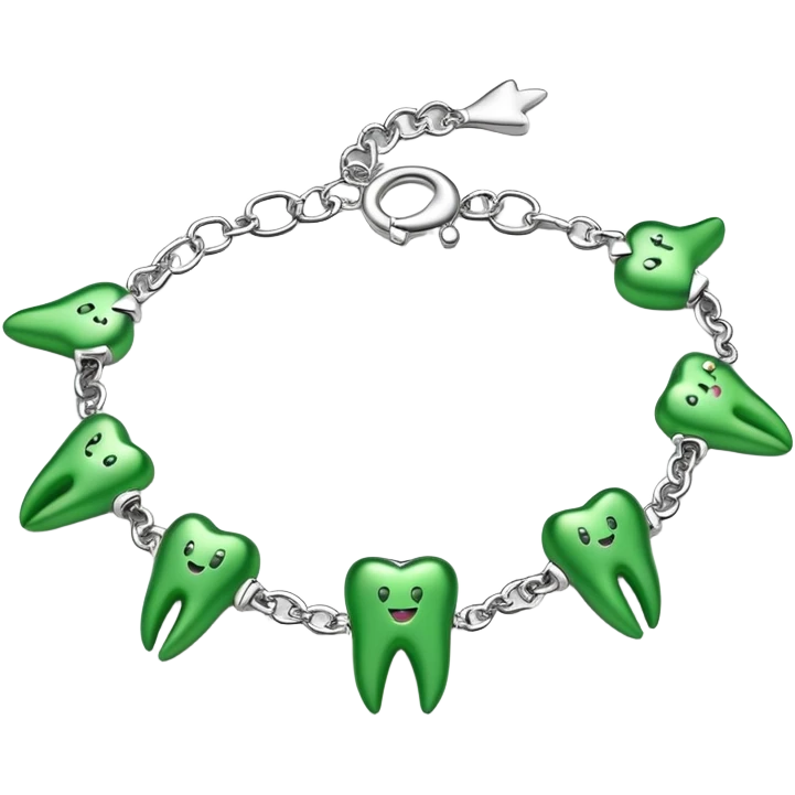 green bracelet with tooth charms emoji