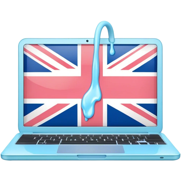 pastel melted laptop on the screen British flag emoji