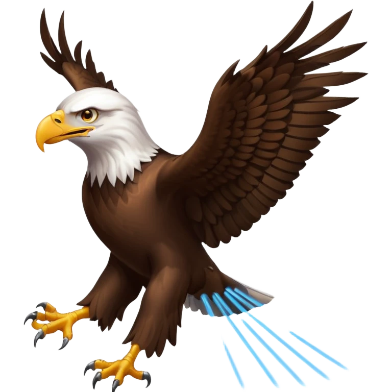 Eagle flying with lasers shooting out of eyes emoji