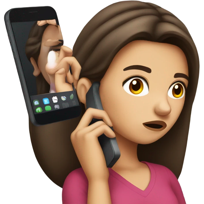 Brunette annoyed Girl calling emoji