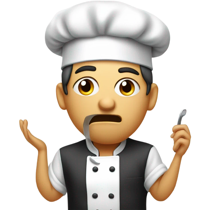 frustrated person with chefs hat scrolling through phone and tongue out emoji