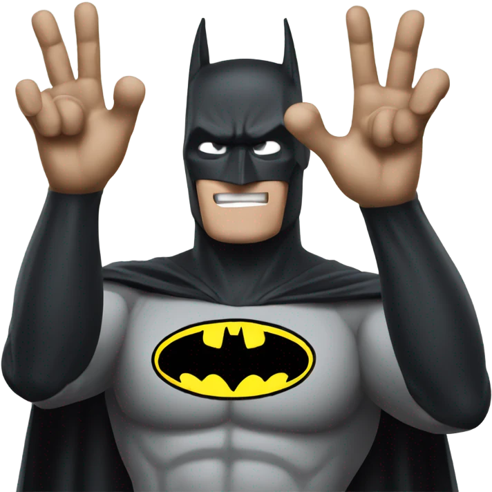 Create a picture of batman showing longest fingers emoji