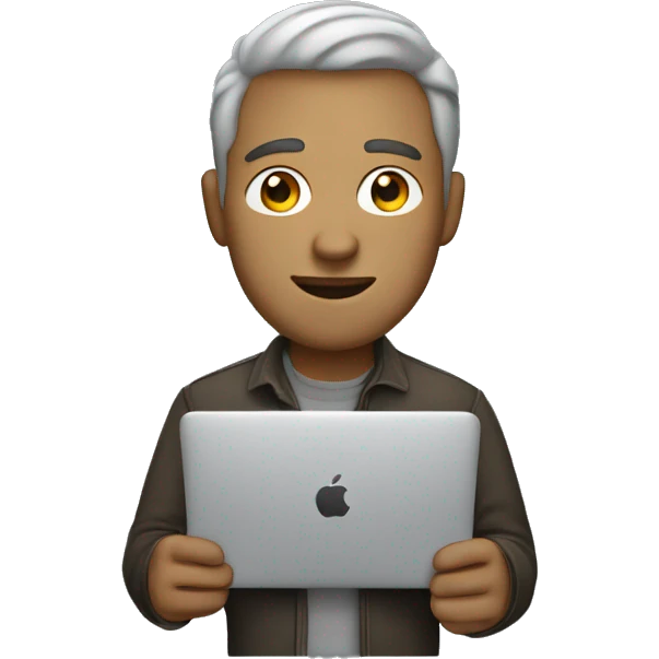 a man with macbook emoji