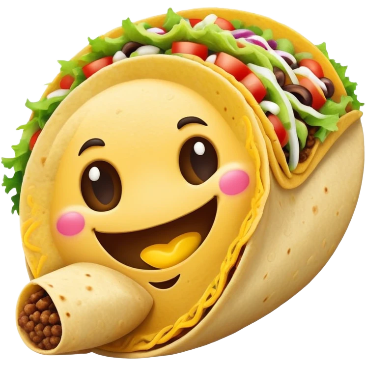 a taco with a big smiley face emoji