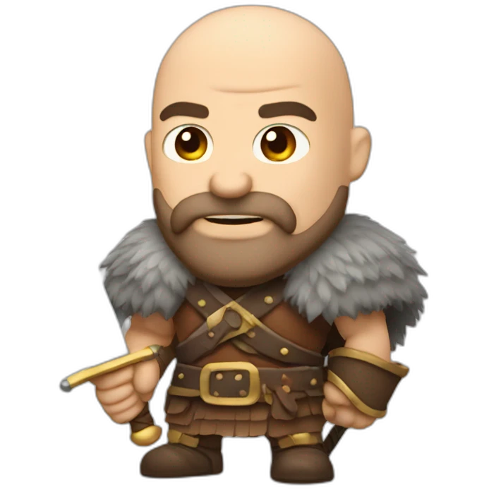bald bearded barbarian with sword emoji