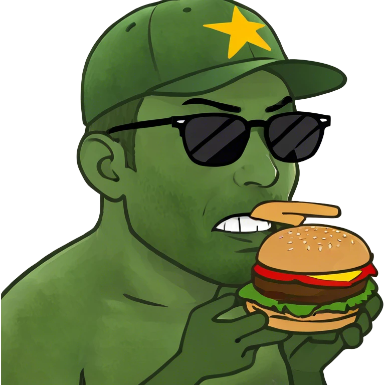 A man eating a burger emoji
