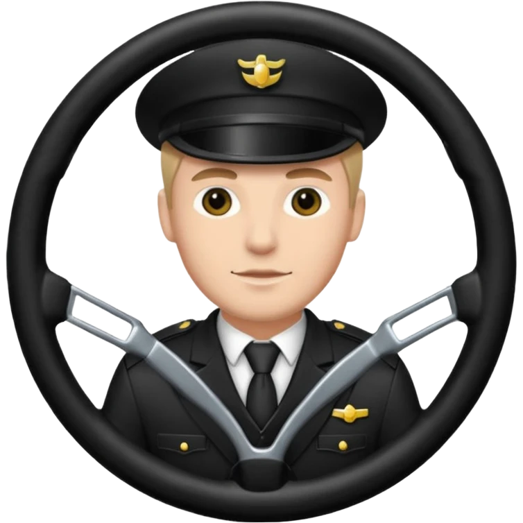 chauffeur in front of him there is a  steering wheel emoji
