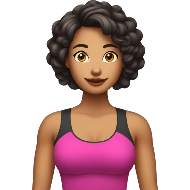 mujer de cabello corto hasta los hombros gimnasio emoji