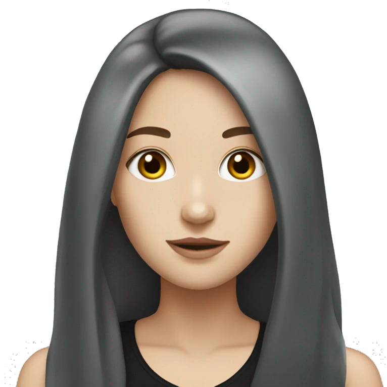 white girl with black long hair emoji