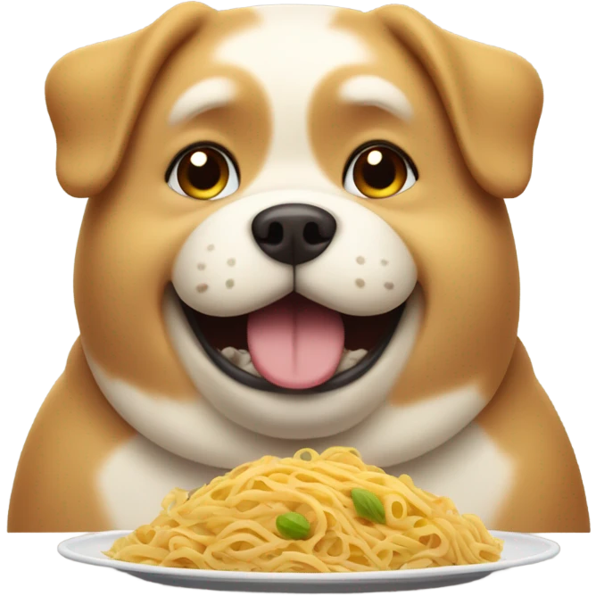 Chubby dog eating pasta emoji